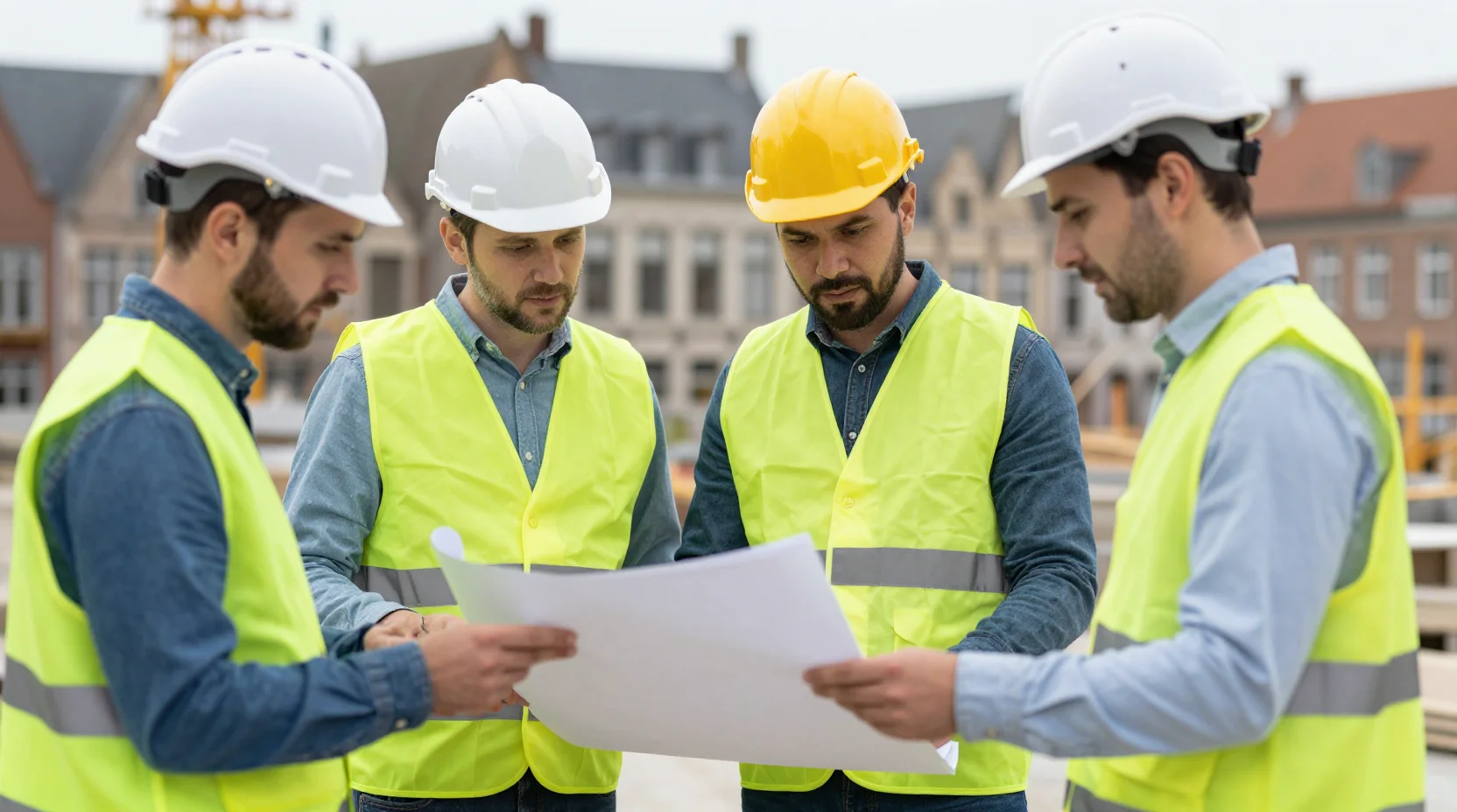 Équipe de construction au travail sur un chantier