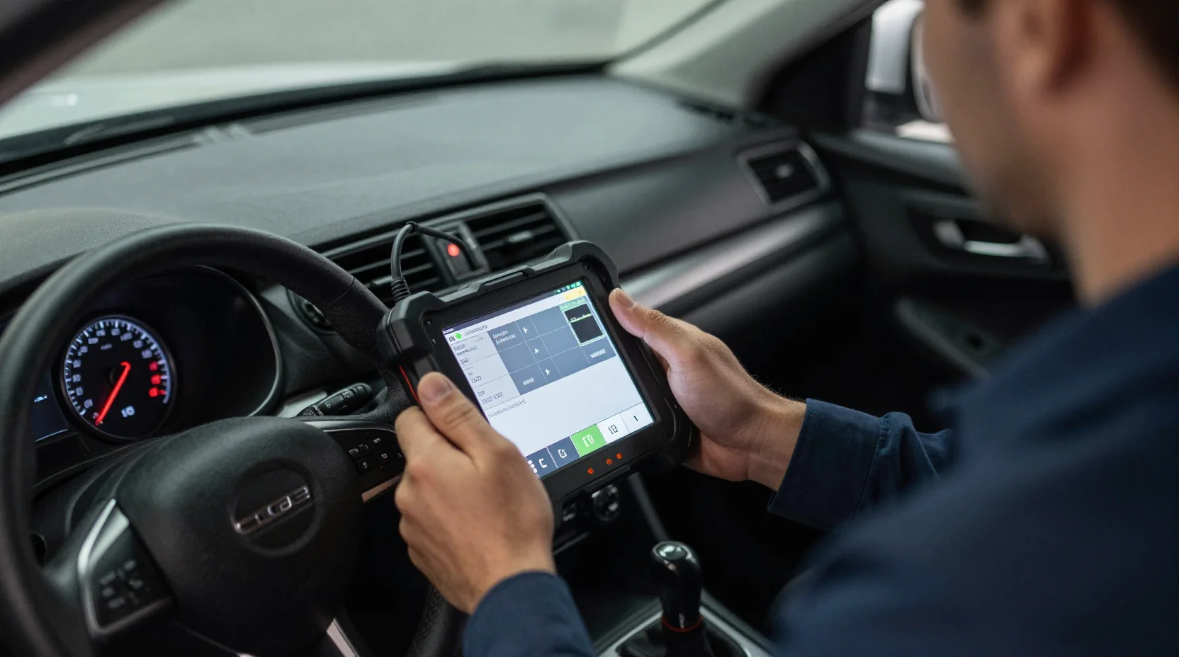 Diagnostic scanner connected to a vehicle