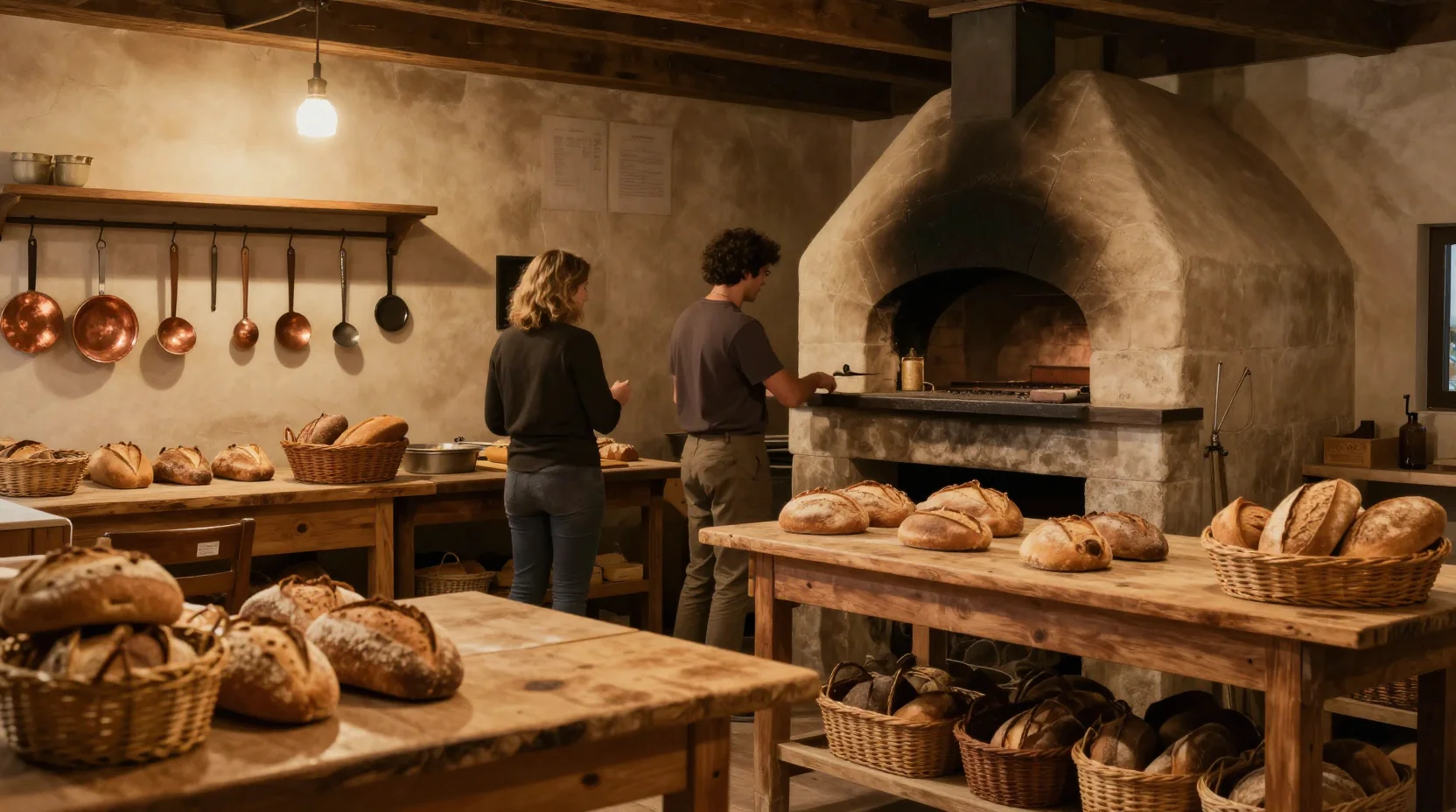 L'intérieur chaleureux de l'atelier de boulangerie