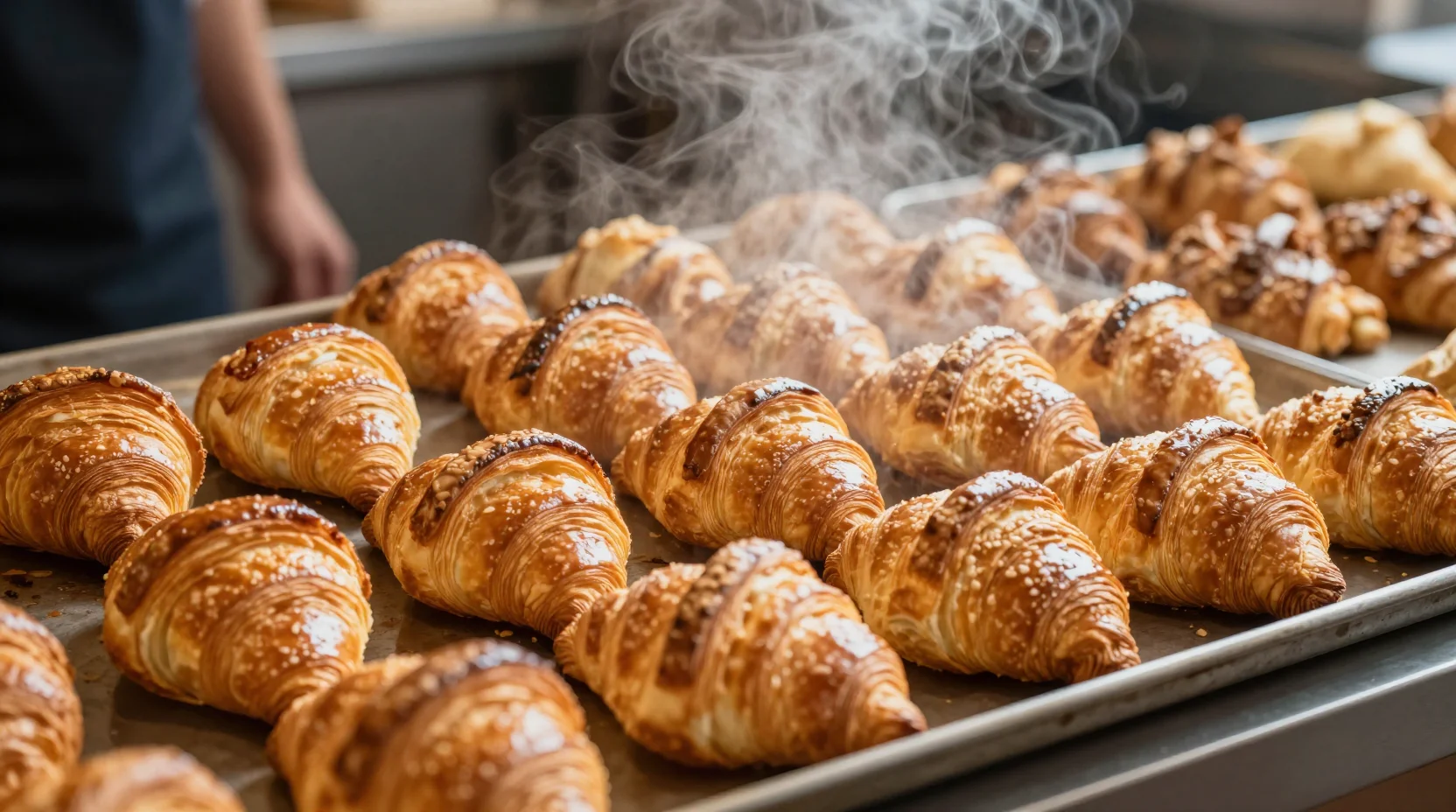 Plateau de viennoiseries fraîchement préparées