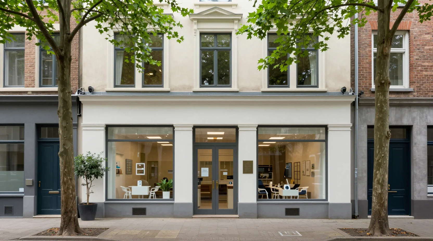 Façade du cabinet en rue commerçante