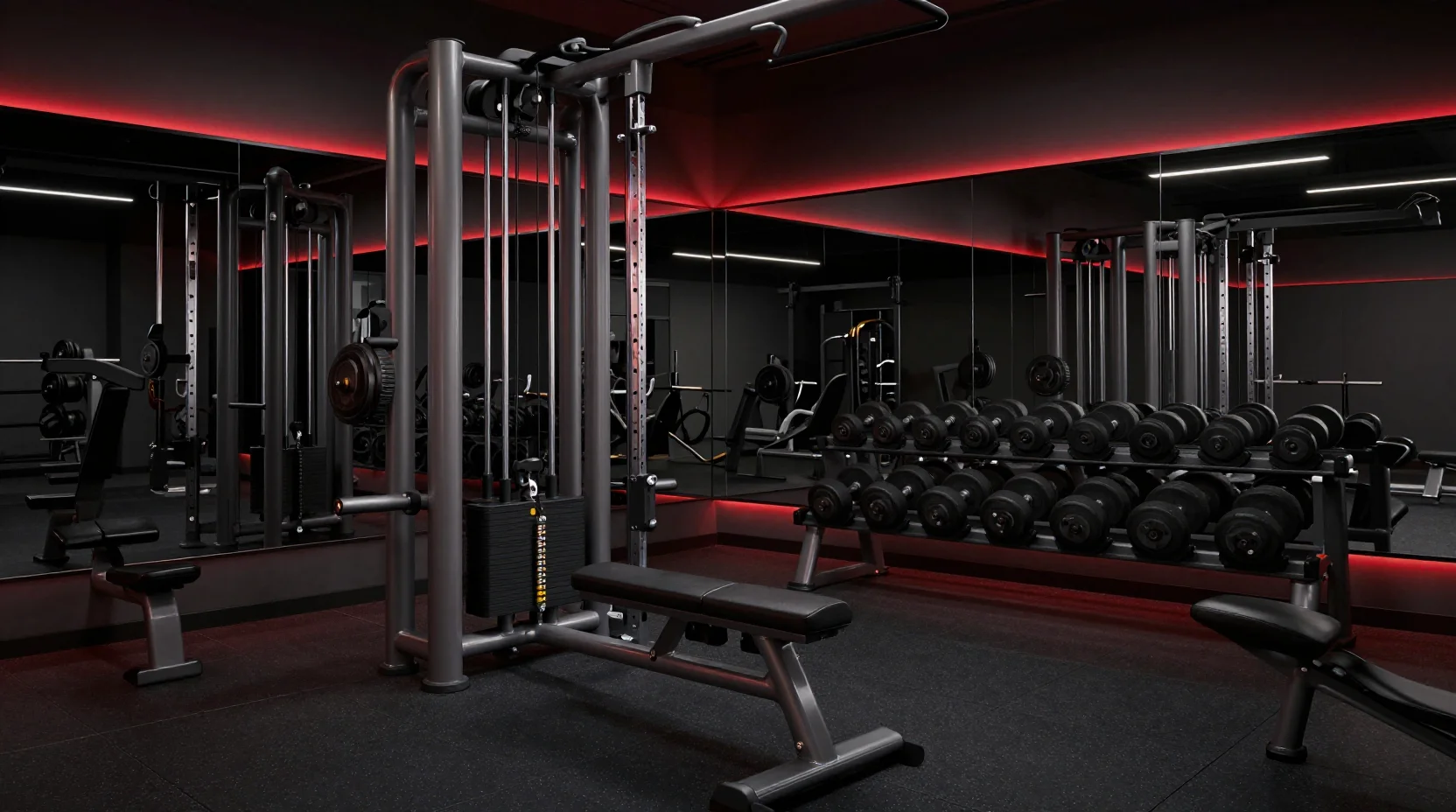 Krafttrainingsbereich mit modernen Geräten